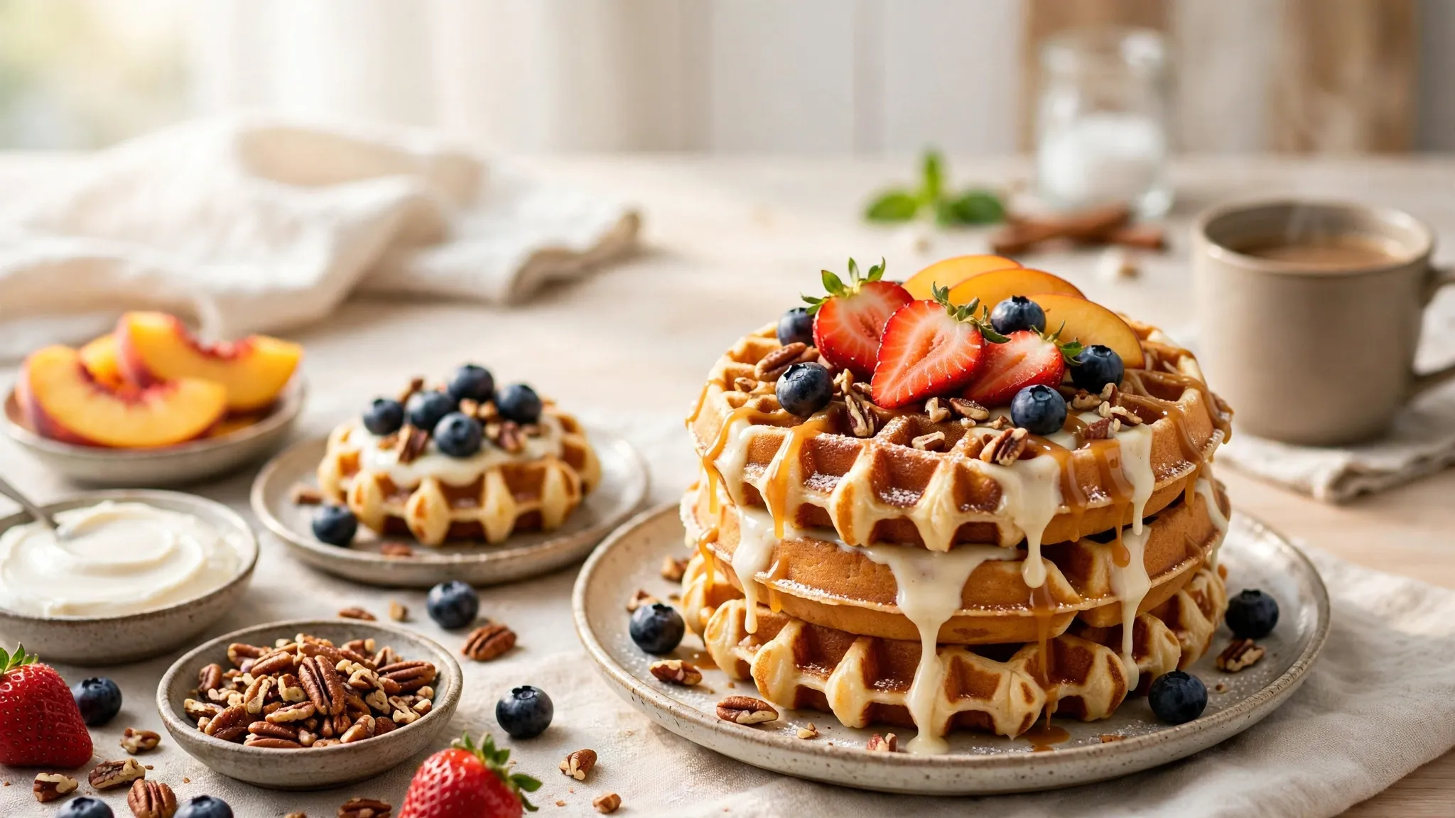 15 Cinnamon Roll Waffles With Cream Cheese Toppings for Breakfast Bliss