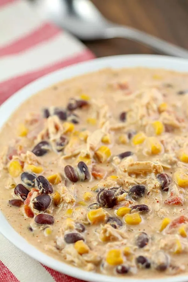 Slow Cooker Cream Cheese Chicken Chili With Beans and Corn