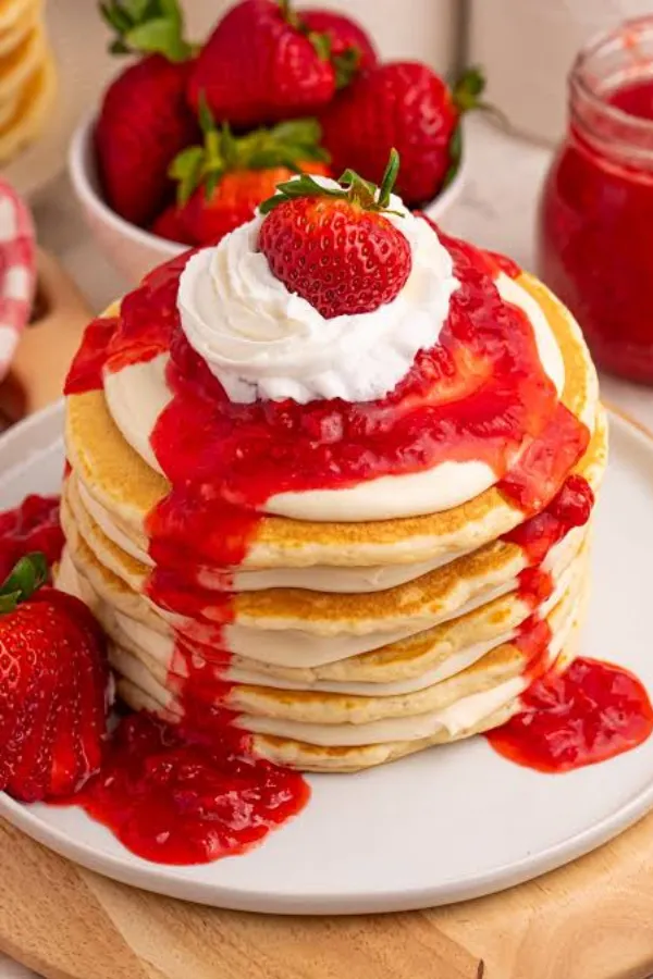 Easy Fluffy Strawberry Cheesecake Pancakes From Scratch