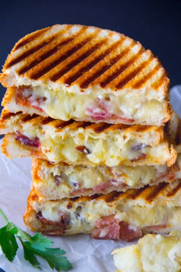 Gourmet Grilled Cheese Sandwich with Tomato and Basil