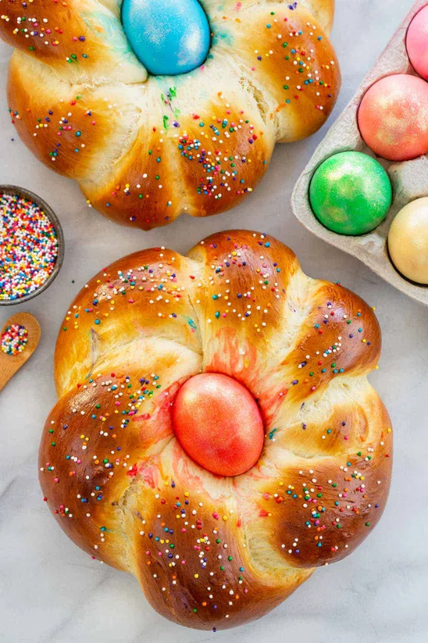 How to Bake a Beautiful Easter Egg Bread Wreath
