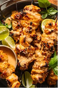 Bang Bang Chicken Skewers with Creamy Spicy Sauce