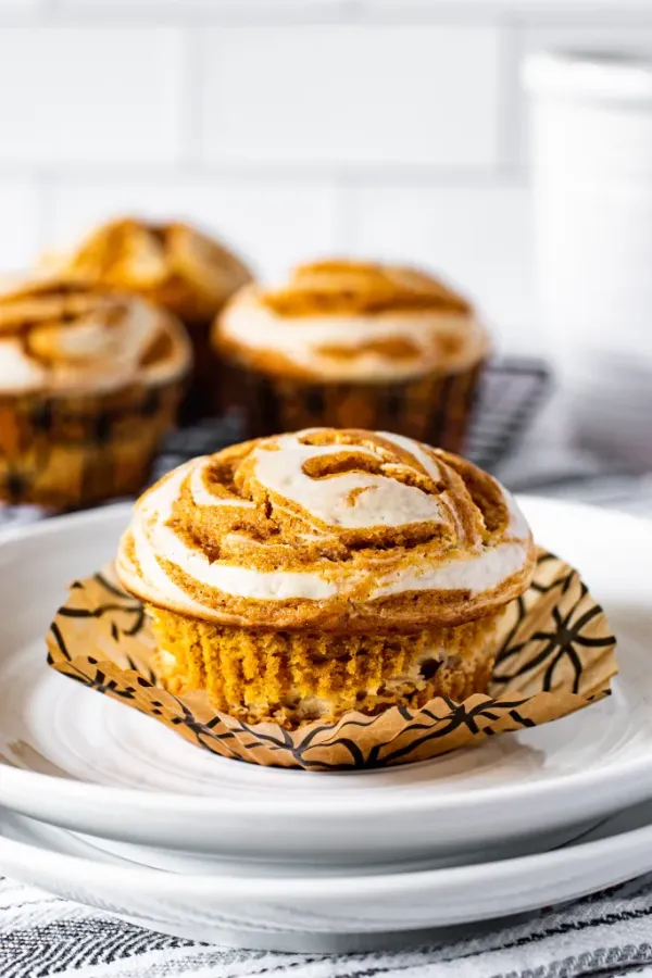 Easy Pumpkin Cinnamon Roll Muffins With Cream Cheese Drizzle