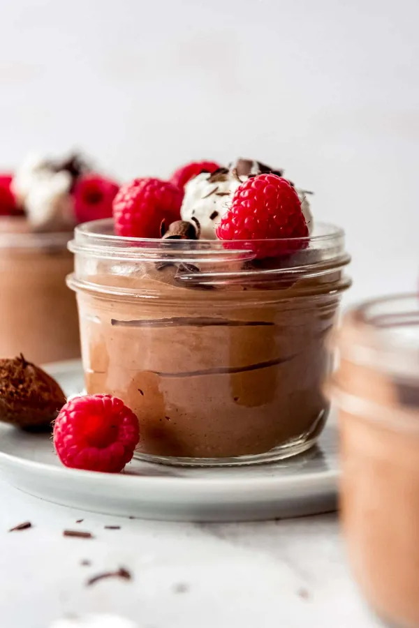 Chocolate Raspberry Mousse Cups With Flaky Sea Salt