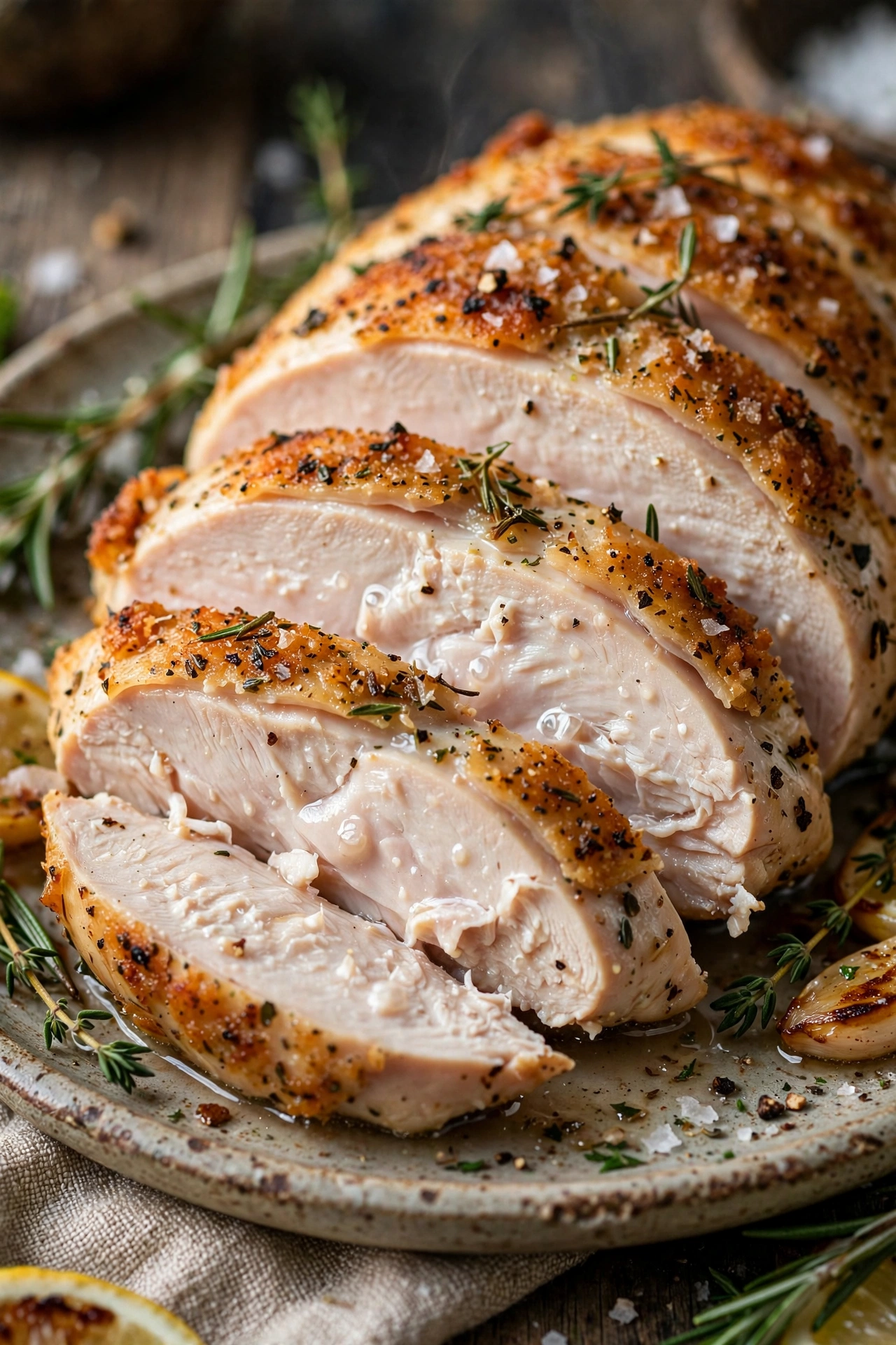 Air fryer chicken breast juicy sliced showing moist interior