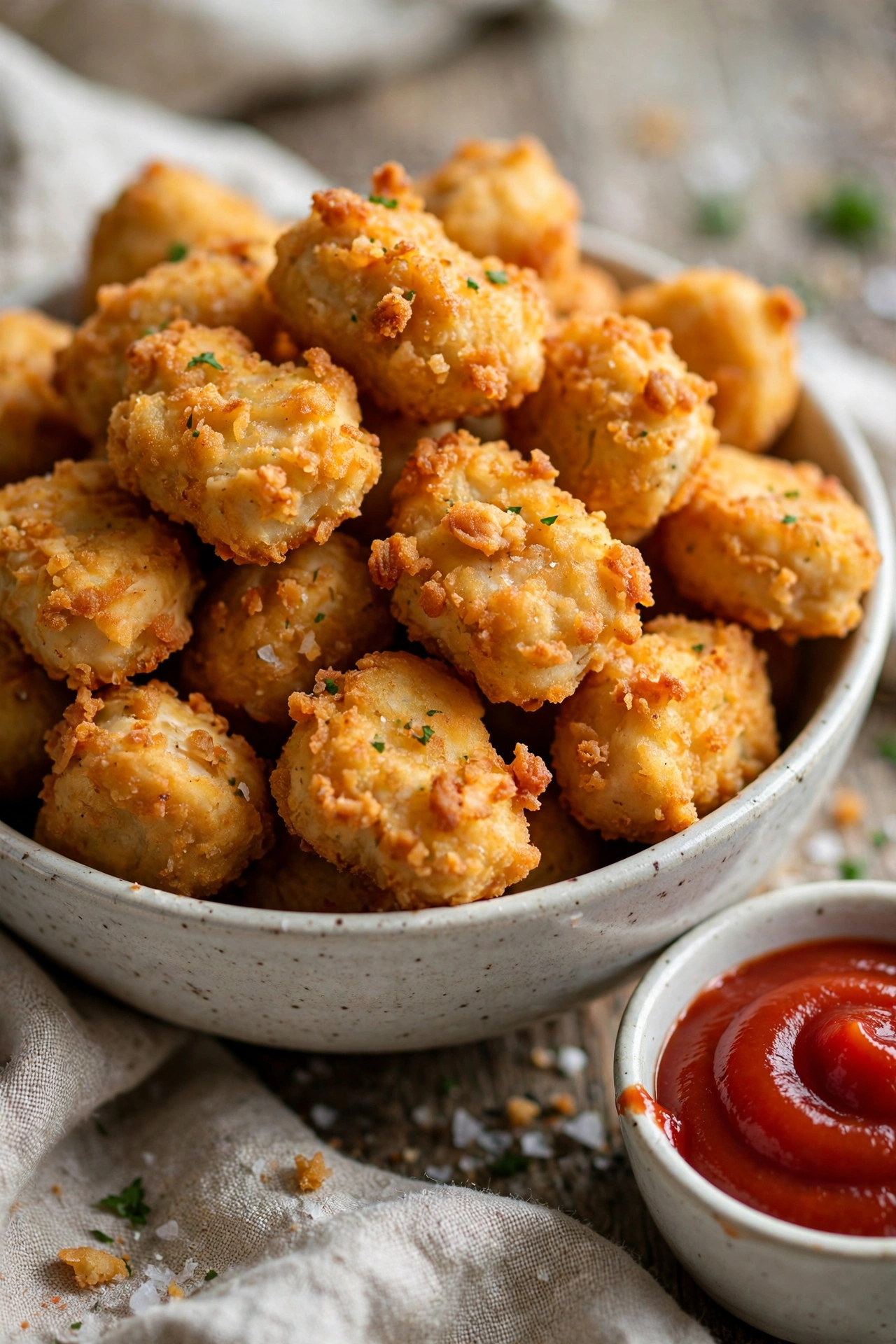 Air fryer chicken nuggets golden bite-size