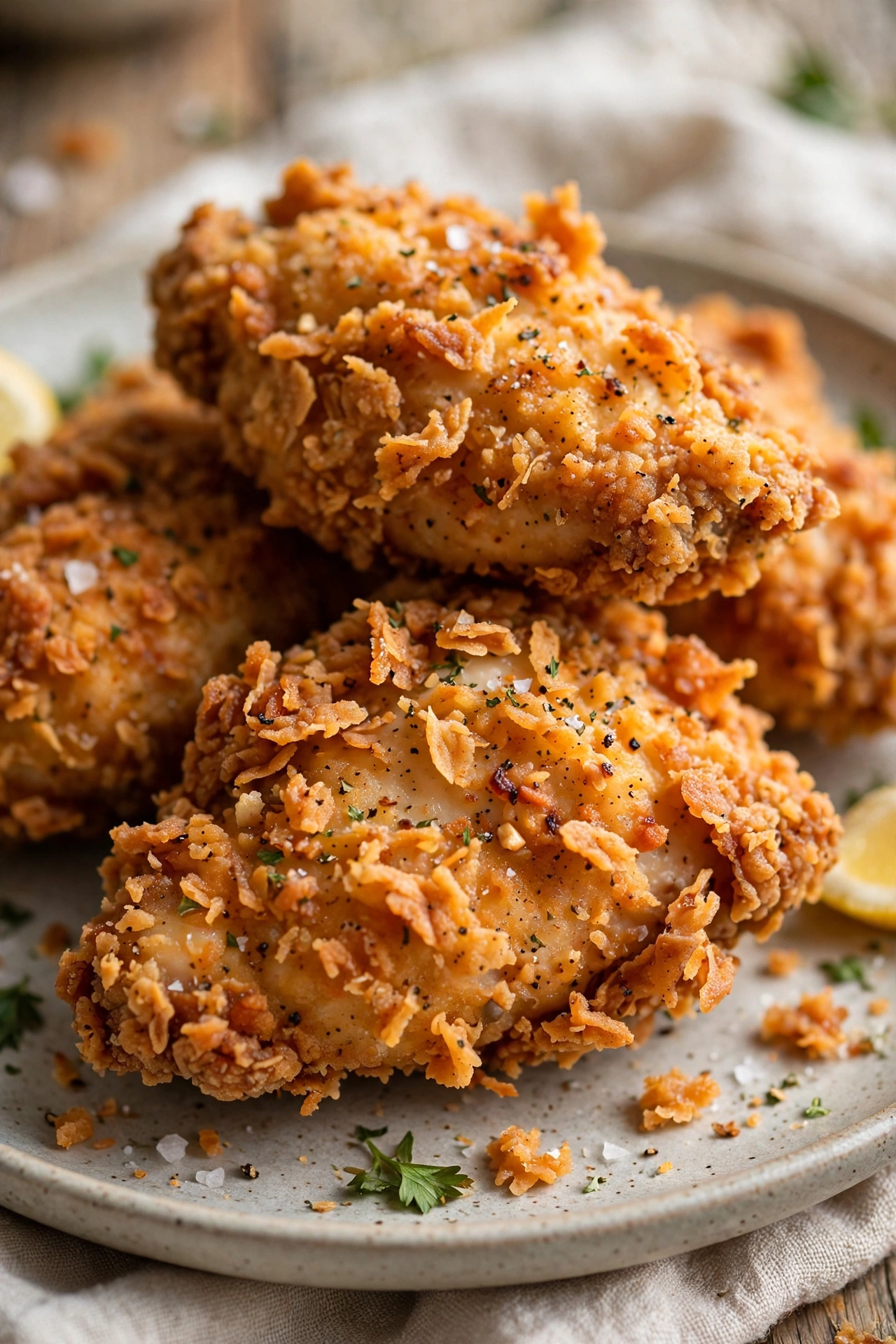 Air fryer fried chicken crispy golden pieces