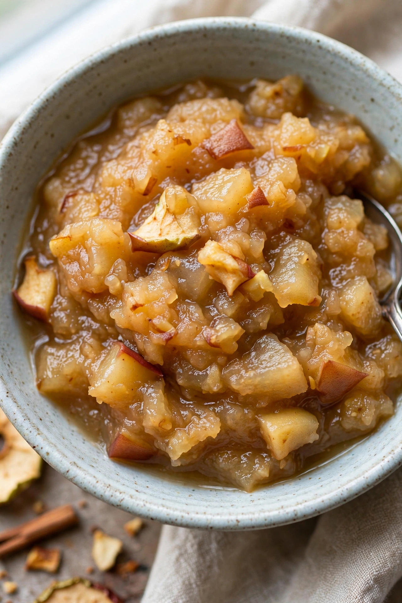 Homemade applesauce chunky in a bowl