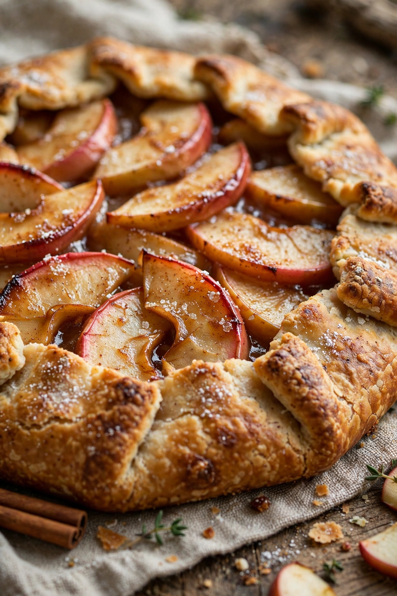Rustic apple galette with folded crust