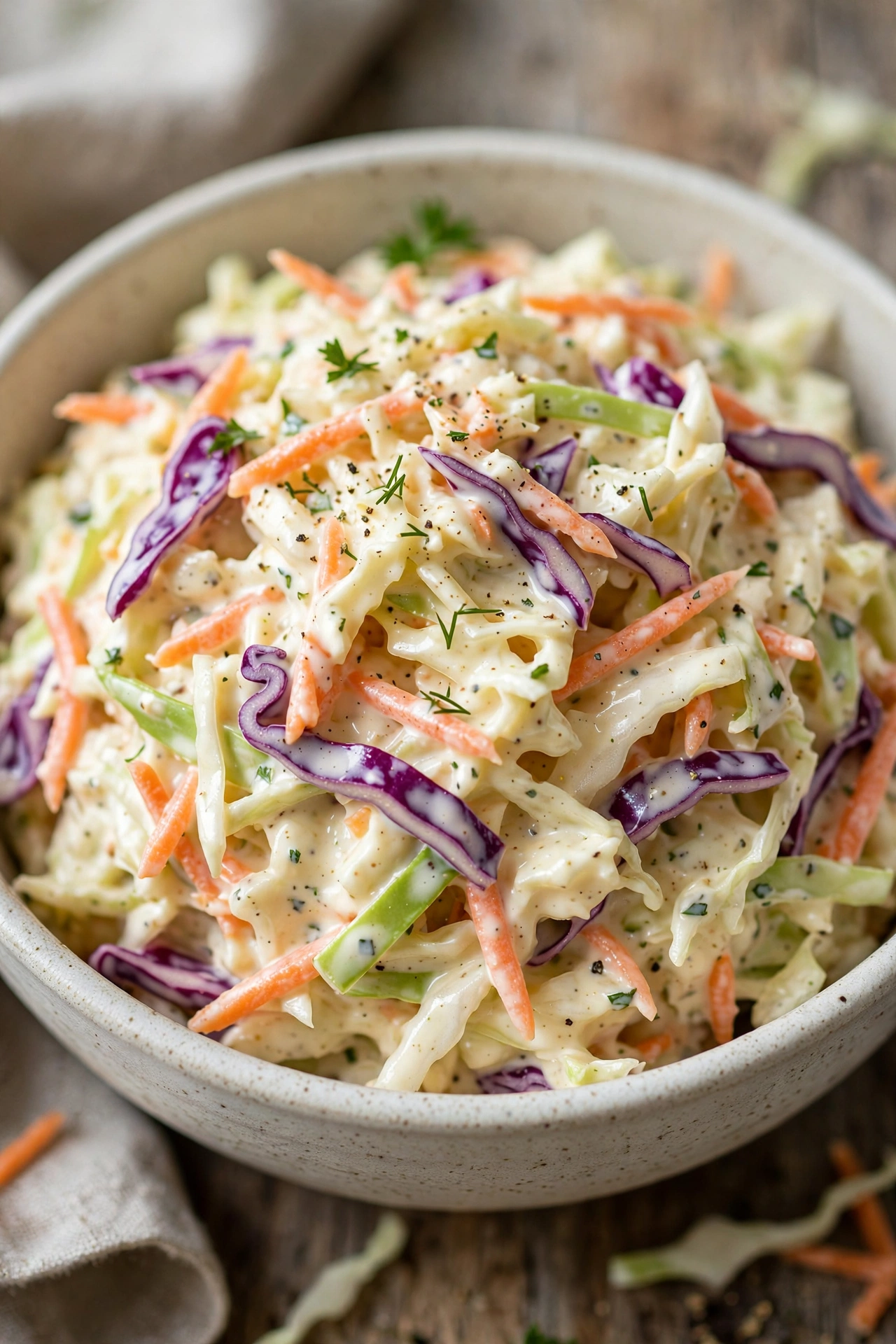 Classic coleslaw creamy in a bowl
