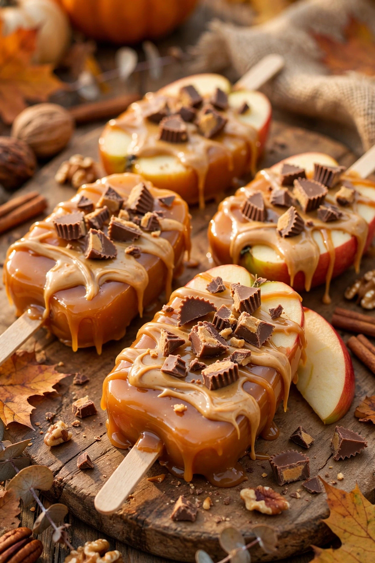 Peanut butter apple bar with warm peanut butter dip and chocolate chips