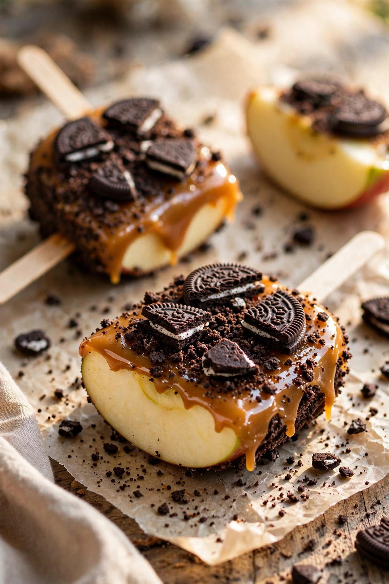 Cookie crumble apple bar with Oreos gingersnaps and shortbread crumbs