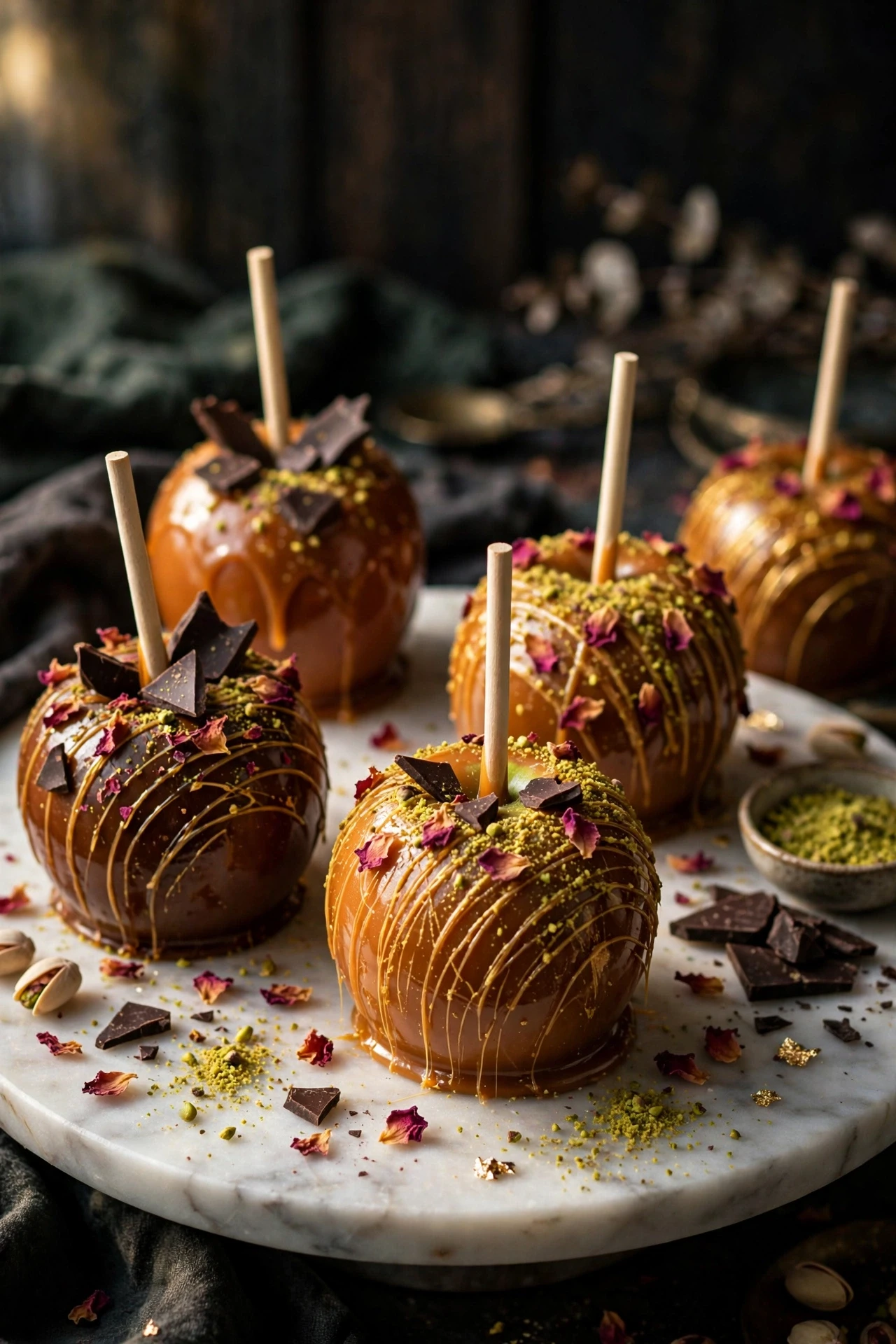 Gourmet apple bar with dark chocolate sea salt and artisan toppings