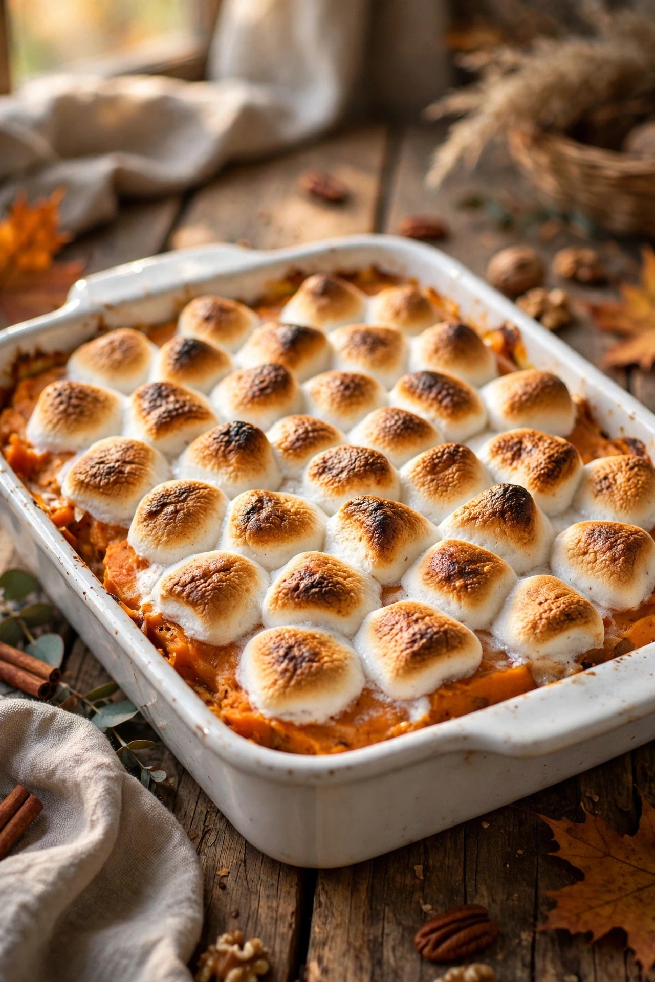Sweet potato casserole with toasted pecan topping