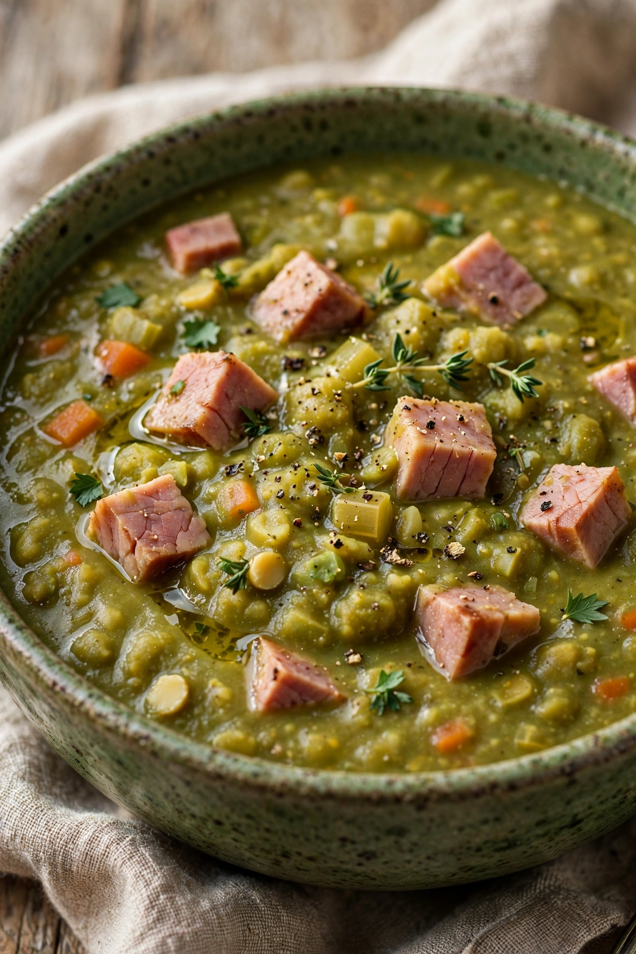 Split pea soup thick green with ham