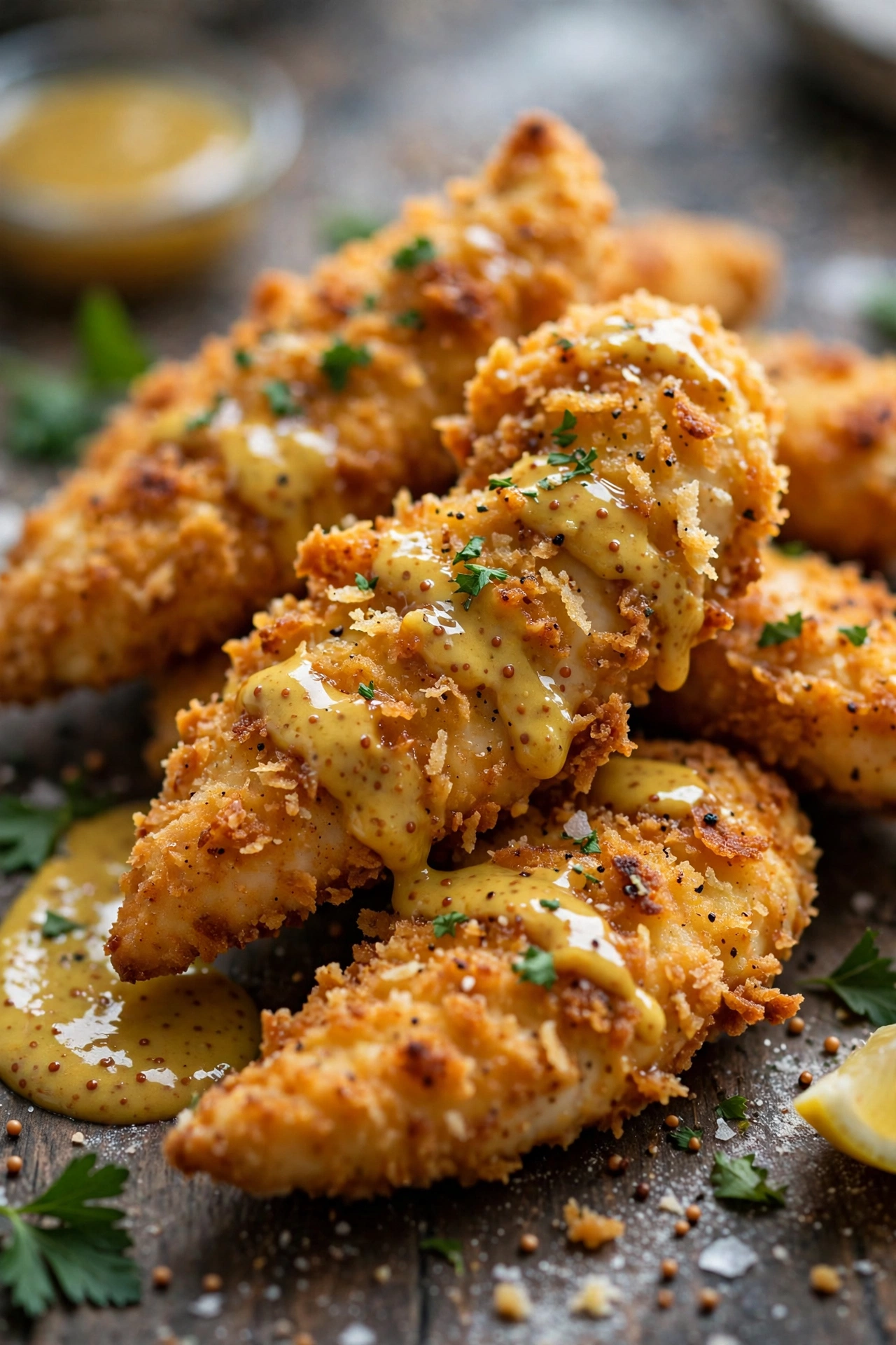 Chicken tenders crispy with honey mustard