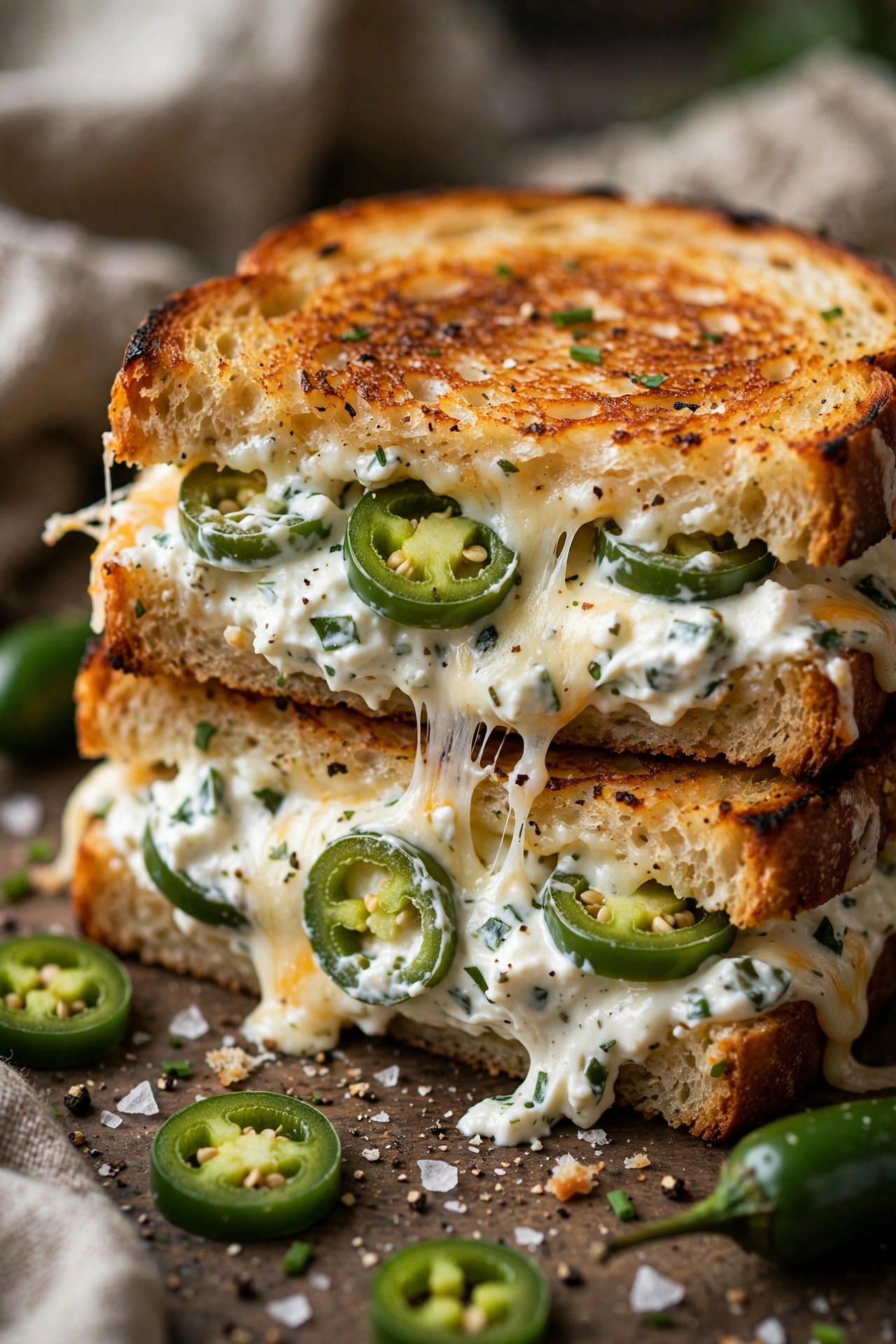 Jalapeno popper grilled cheese with cream cheese and jalapenos