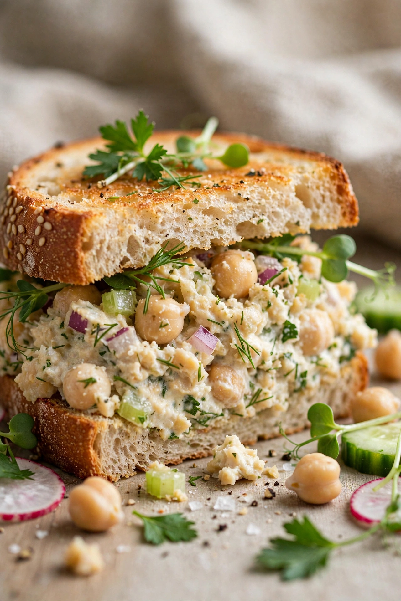 Chickpea salad sandwiches smashed chickpea filling
