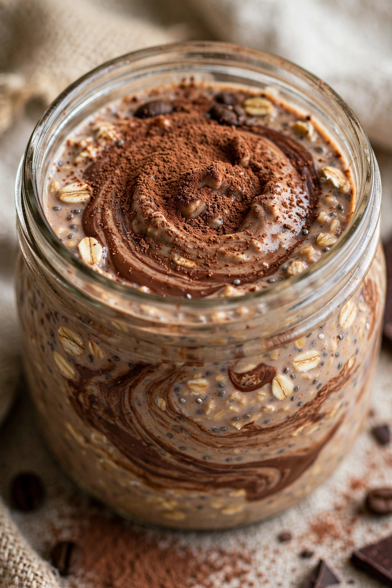 Mocha overnight oats with coffee and cocoa