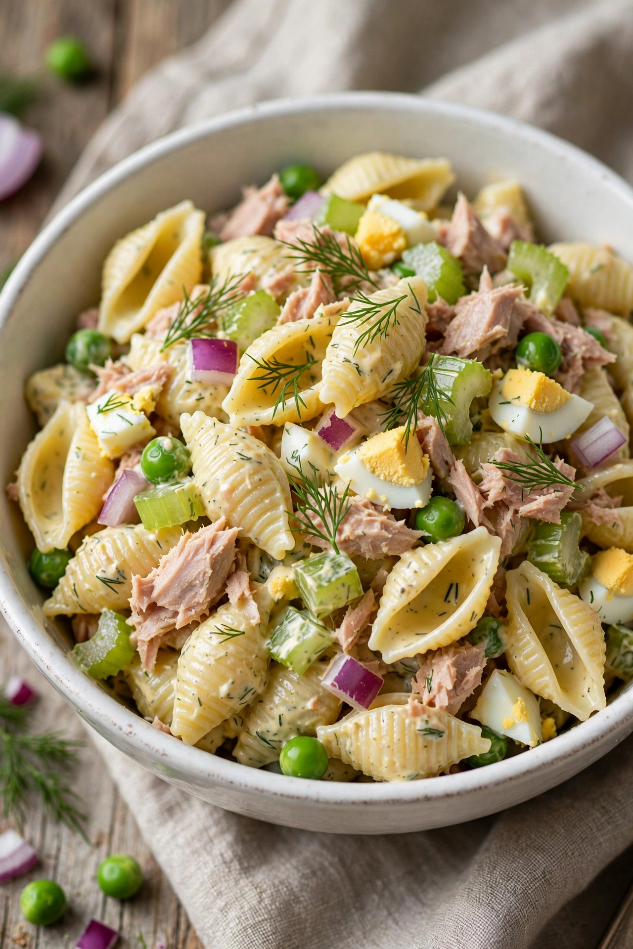 Sesame noodle pasta salad with spaghetti, shredded carrots, cucumbers, and sesame seeds in glossy sesame dressing