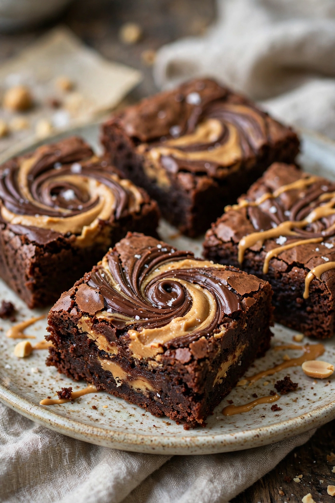 Peanut butter brownies swirled with chocolate