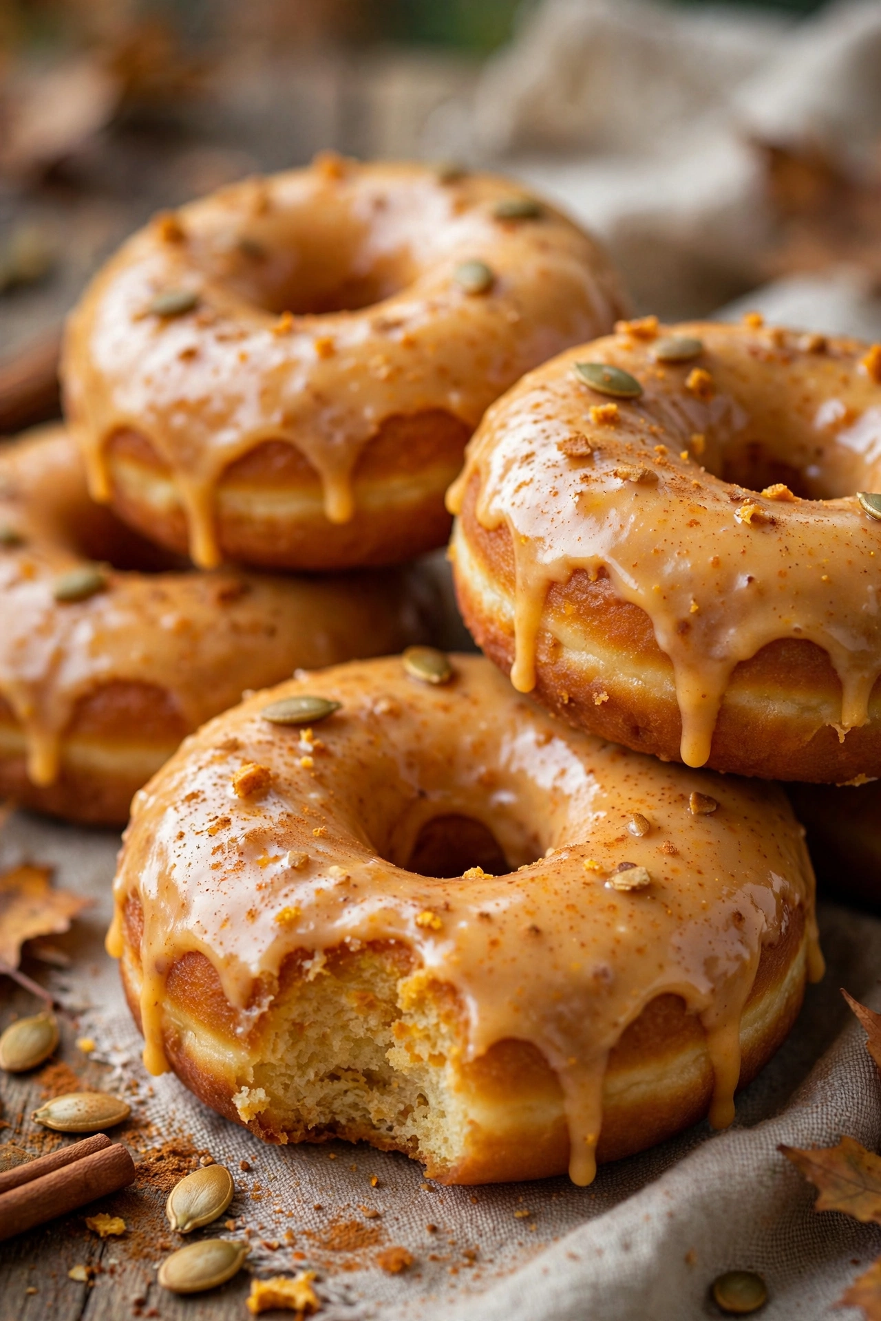 Pumpkin donuts with glaze
