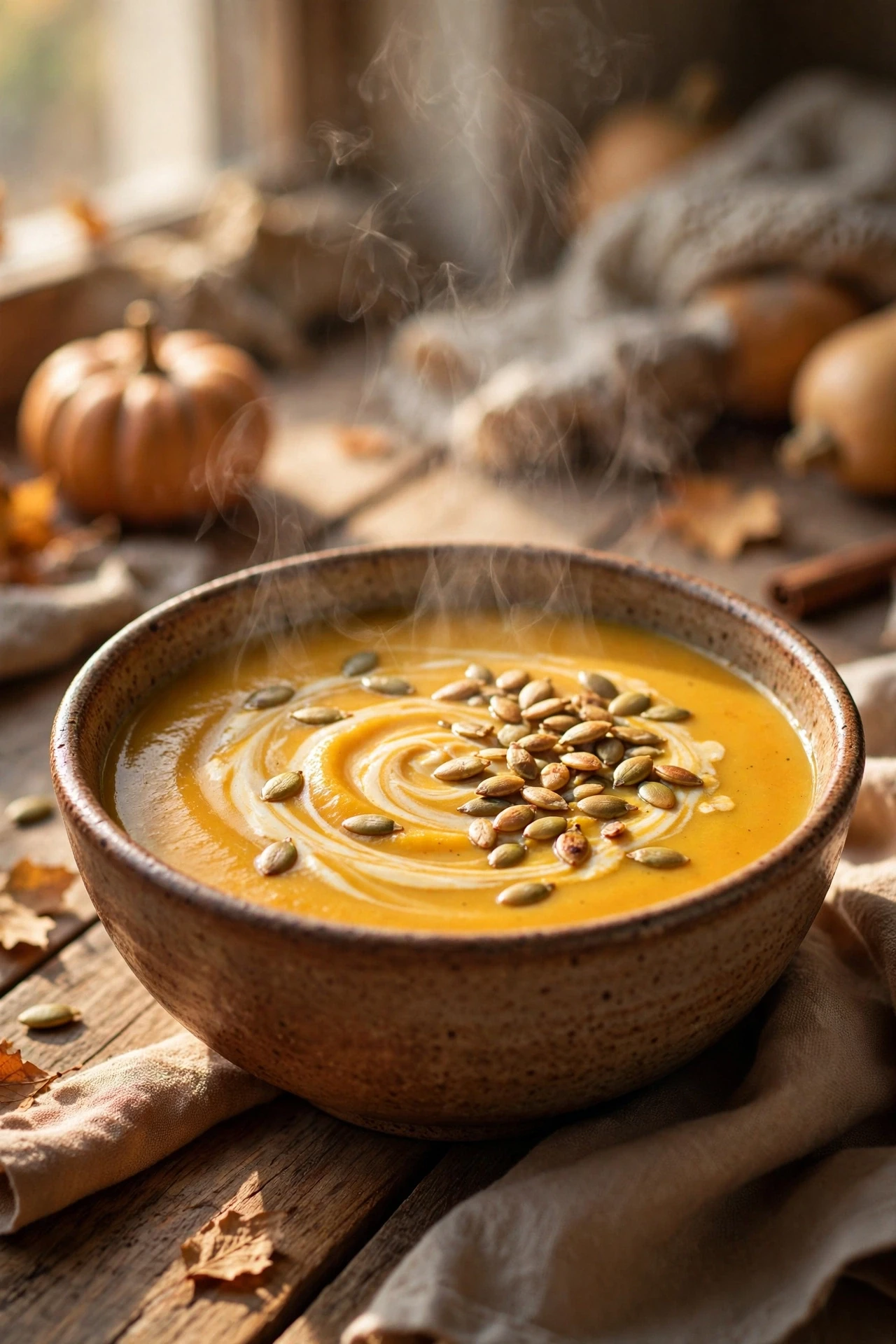 Slow cooker butternut soup silky with cream swirl